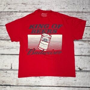 Budweiser King of Beers Red Crewneck Retro Tshirt